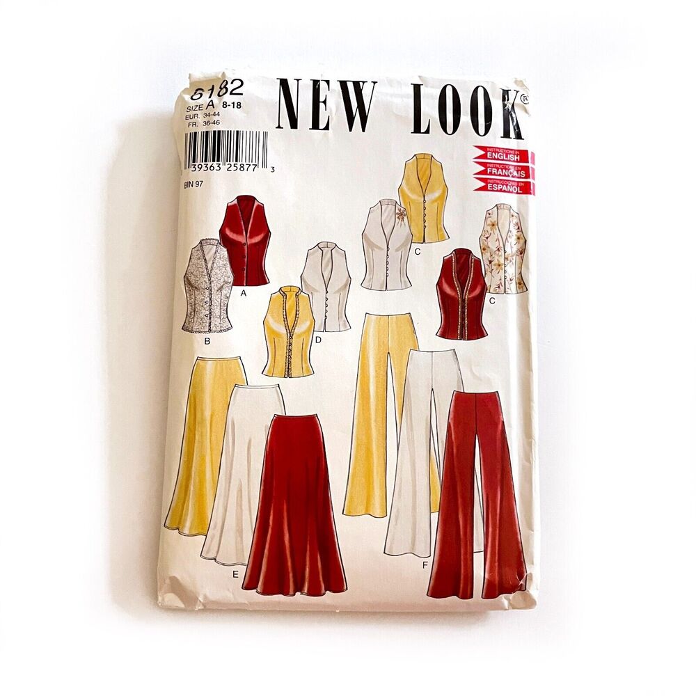New Look Sewing Pattern 6182 sizes 8-18 Laced Back Vest Skirt Pants Skirt UNCUT